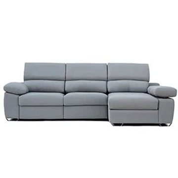 Sofá con chaise longue en tela clara