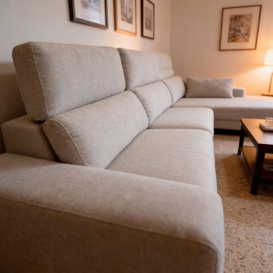 Sofá Alma en composición con chaise longue, visto de lado