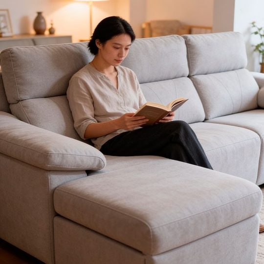 Mujer leyendo en la chaise longue del Telúrico